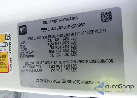 2023 Chevrolet Tahoe 2Wd Lt from USA, damaged, VIN 1GNSCNKD1PR514952